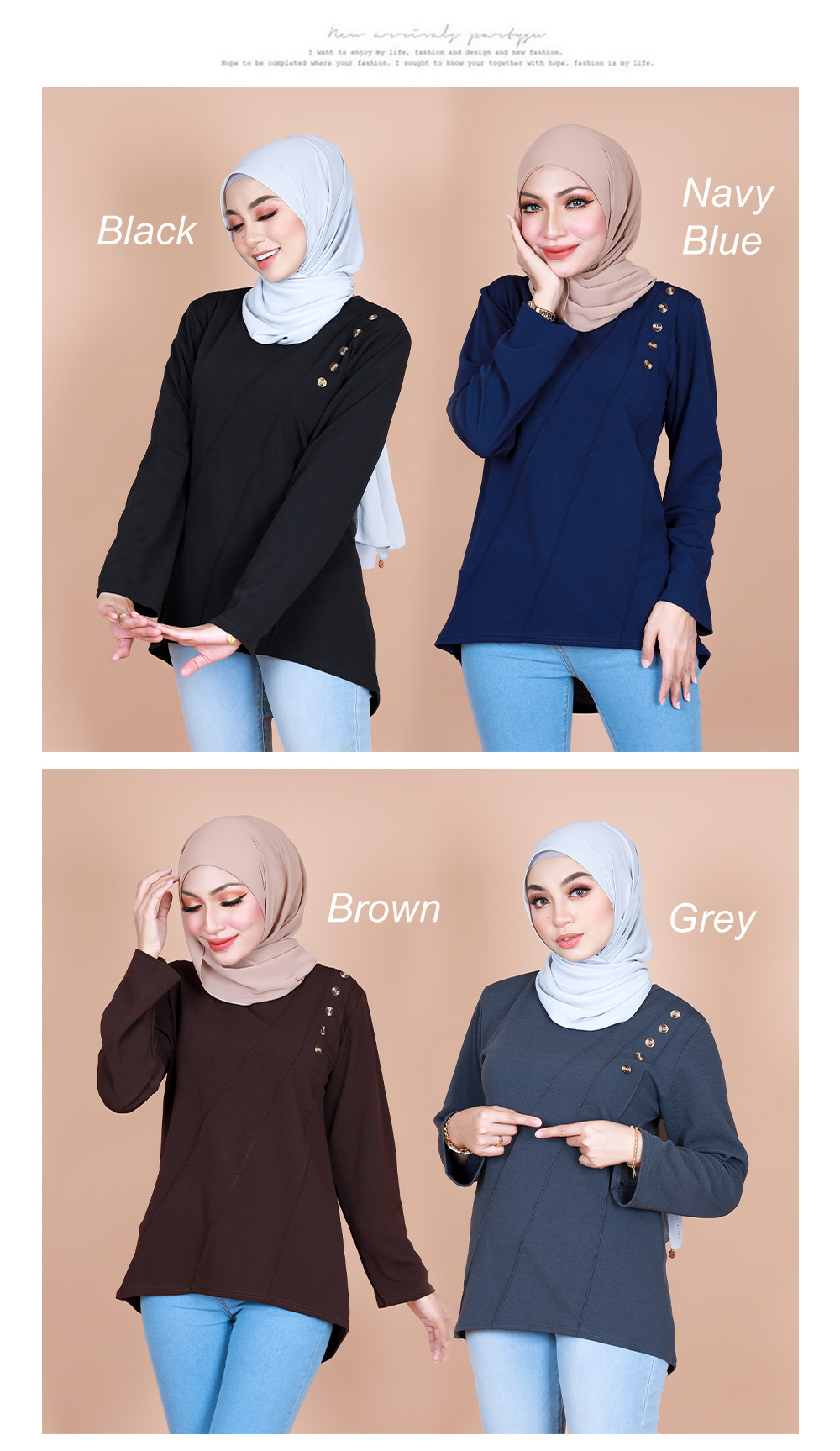 QA-845 - Stylish Simple Blouse Blue